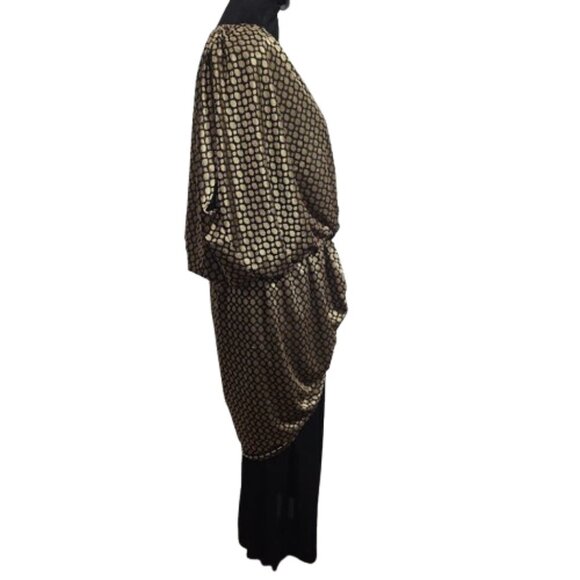 Vintage Miss Dorby Draped Cinched Front Gold and Black Dress Size 6 ! Read ! - Picture 4 of 7